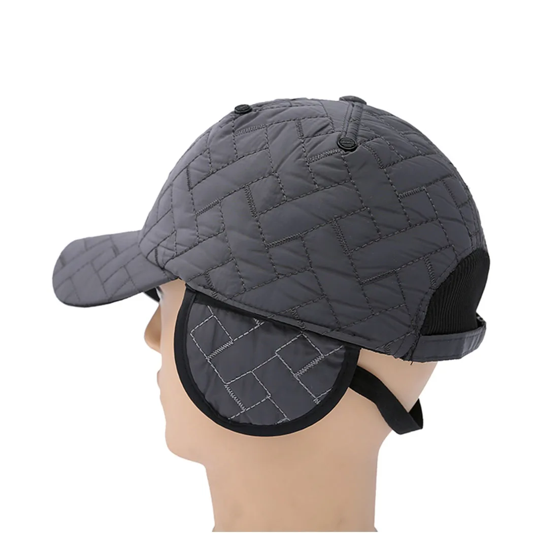 4 Colors Autumn Winter Baseball Cap Men Thick Warm Ear Protection Hats Solid Snapbak | Аксессуары для одежды