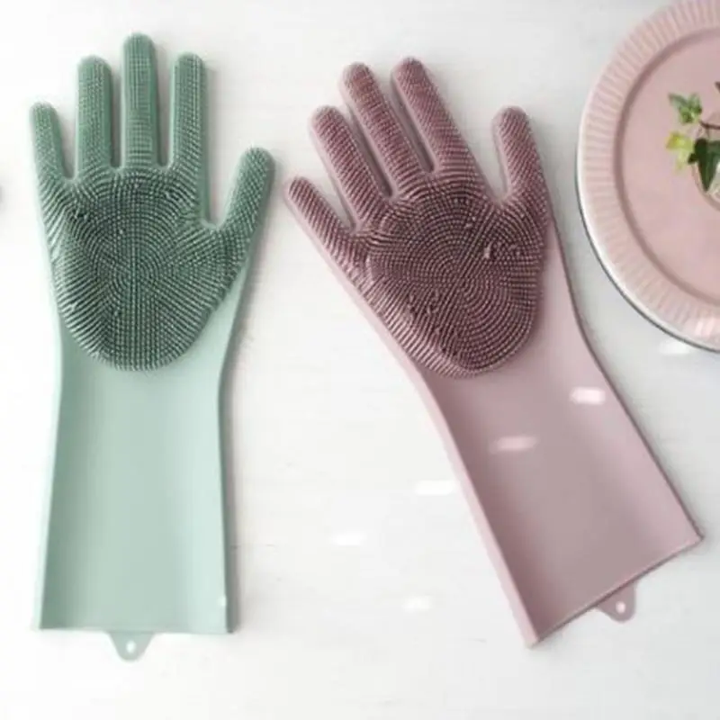 1 пара многоцелевой силиконовый магический скруббер перчатки для чистки Sova |