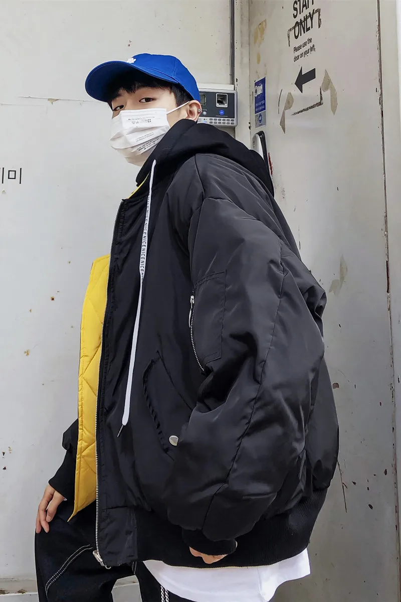 2018 зимнее Новое Двустороннее хлопковое пальто в Корейском стиле Harajuku Bf ветровка