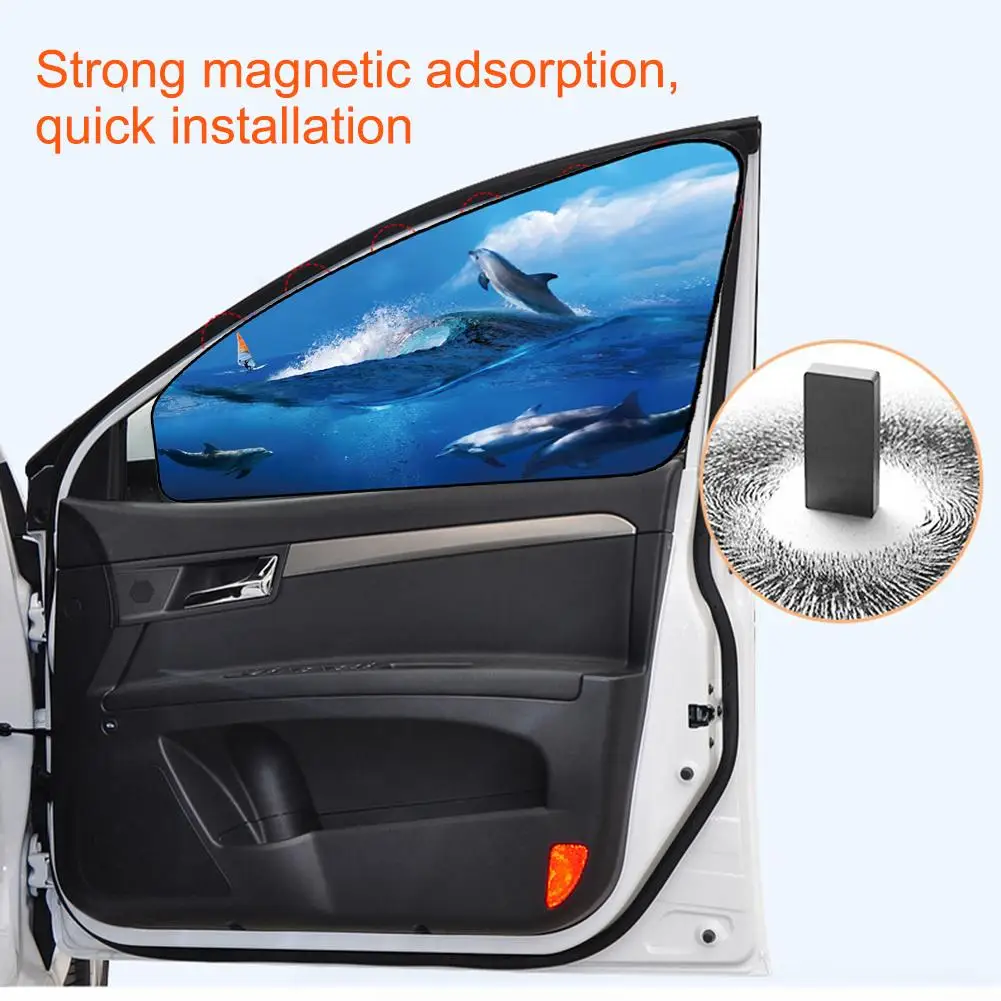

Universal Car Magnetic Sunshade Curtain Sunscreen Insulation Sunshade Car Sun Visor Cartoon Proof Side Sunshade Cover