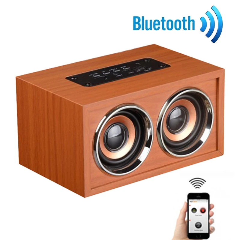 Беспроводной Bluetooth динамик супер бас 3D объемный стерео Деревянный двойной