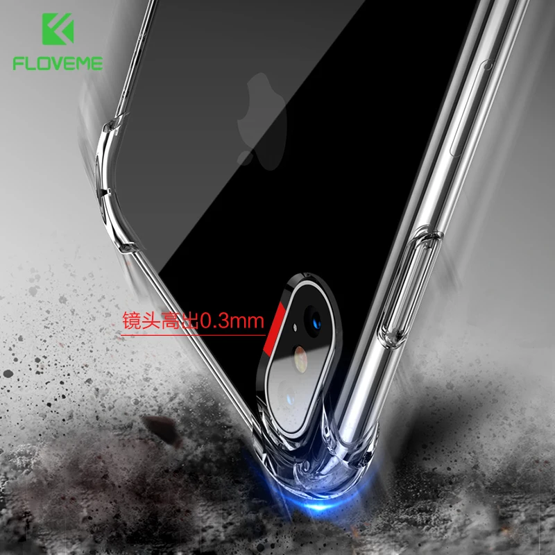 FLOVEME Прозрачный чехол для iPhone X 7 8 Plus ультра тонкие Чехлы противоударный