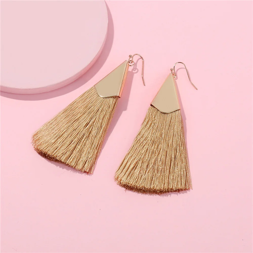 Fashion Jewelry Boho Tassel Earrings Women 2018 Brightness Gold Color Alloy Wide Fringed Drop Brincos oorbellen aretes | Украшения и