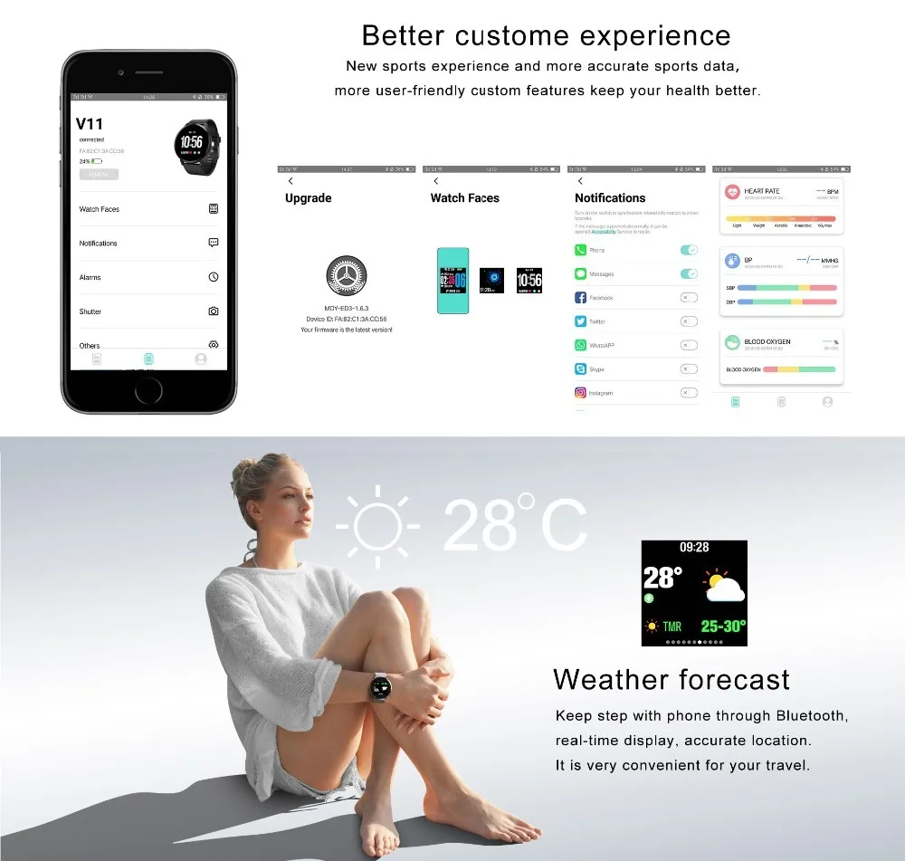 

Fashion Fitness Bracelet IP67 Waterproof Support Heart Rate Blood Pressure Monitor Activity Tracker Smart Watch For Men Women