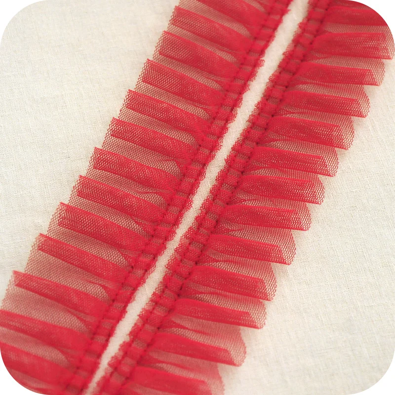 Лидер продаж плиссированное Сетчатое гипюровое кружево шириной 5 см поставка