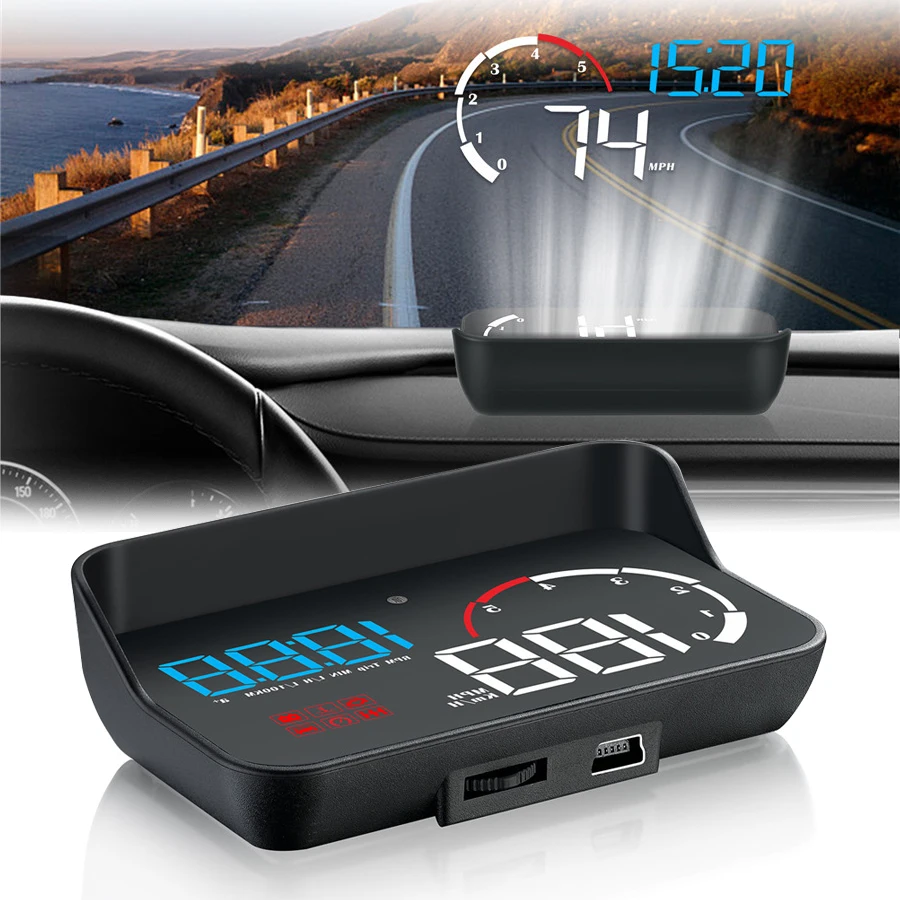 

Car HUD Head-Up Display OBD2 Speed Warning RPM Water temperature Voltage Fuel consumption Over speed alarm