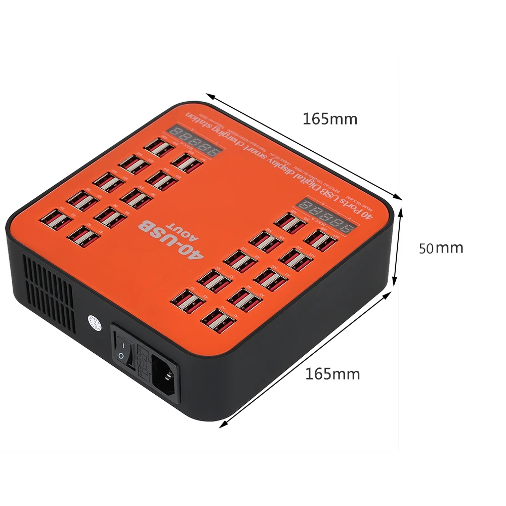 WLX 840 USB зарядное устройство 200 Вт 40 портовое настенное двойной цифровой дисплей