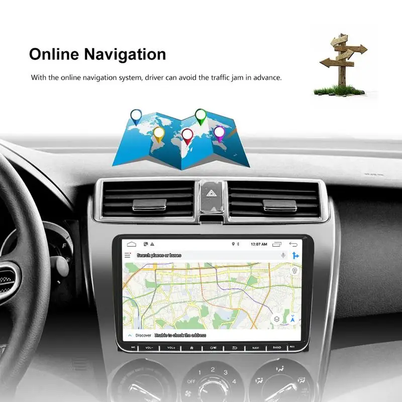 Автомобильный мультимедийный плеер 9 дюймов 2 Din Android 8 1 GPS навигация радио Bluetooth