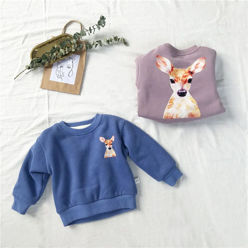 

Girl Set Cartoon Kids Clothes Cotton Velvet Sweatshirt+ Pants 2 Pcs Children's Winter Suit Tracksuit Kids Boys Christmas Clothes