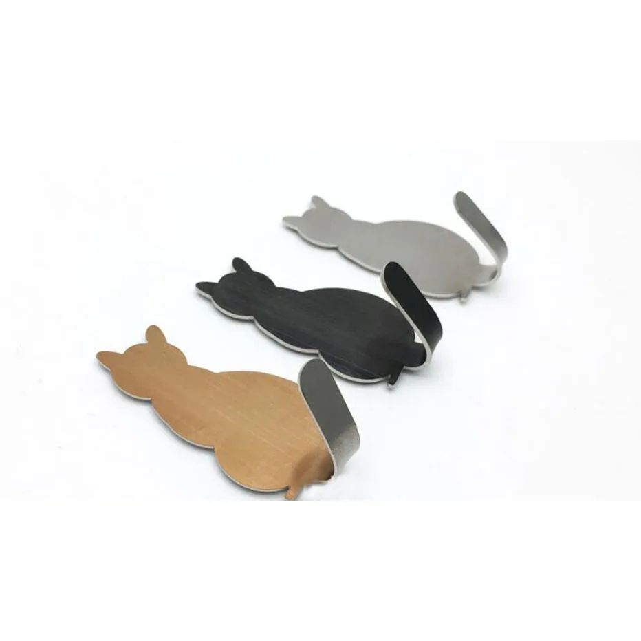 4pcs/lot Cute Hangers Cats Shape Stainless Steel Adhesive Hooks Wall Hanging Door Back Storage Rack for Coat Bags Towel | Дом и сад