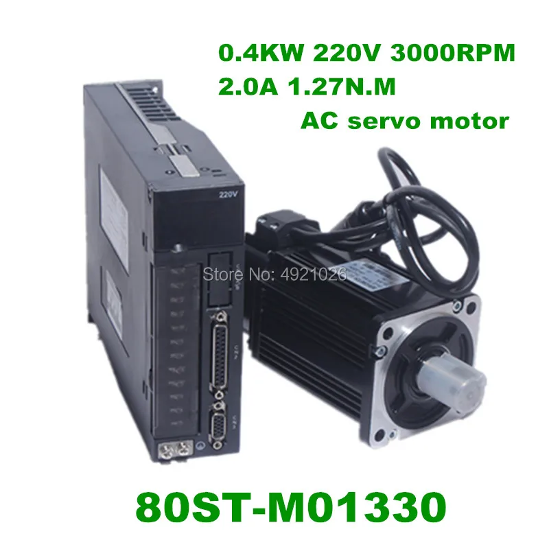 

High quality 80ST-M01330 AC servo motor 400w 1.27N.M 12.7kgf.cm 3000rpm AC Servo Motor and driver with 3m cable