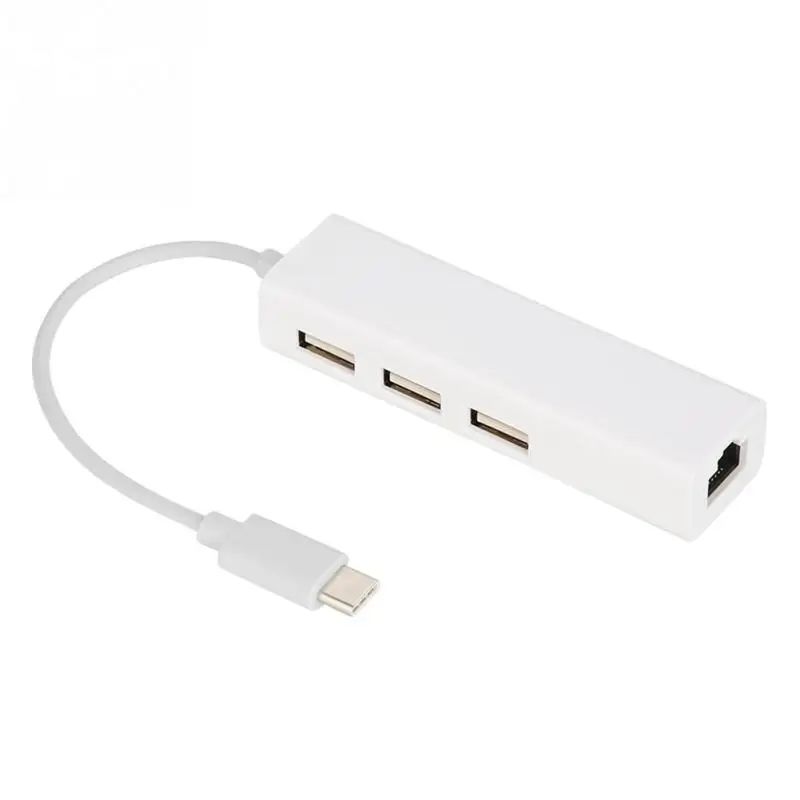 USB 2 0 концентратор типа C к RJ45 Ethernet Gigabit LAN 3 порта адаптер Белый|USB-хабы| |