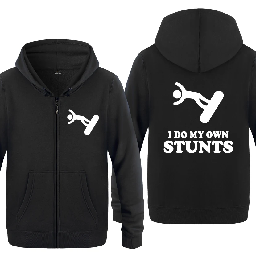 

I Do My Own Stunts - Stuntman Falling Off свитшоты для сноуборда для мужчин 2018 мужские флисовые толстовки на молнии с капюшоном кардиганы