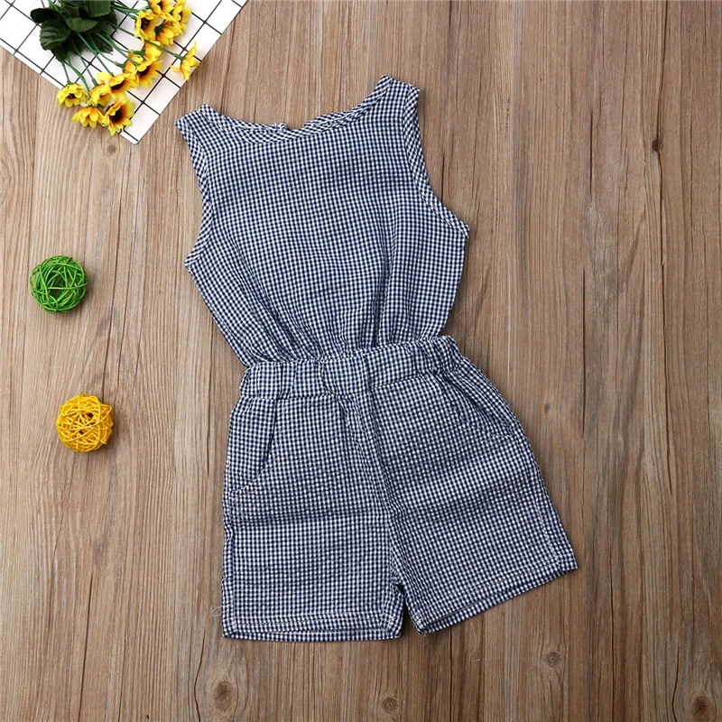 Fashion 2PCS Infant Toddler Clothes Baby Girls Sunsuit Set Plaids Vest Tops T-Shirt+ Shorts Pants Kids Summer Outfit Sets | Детская