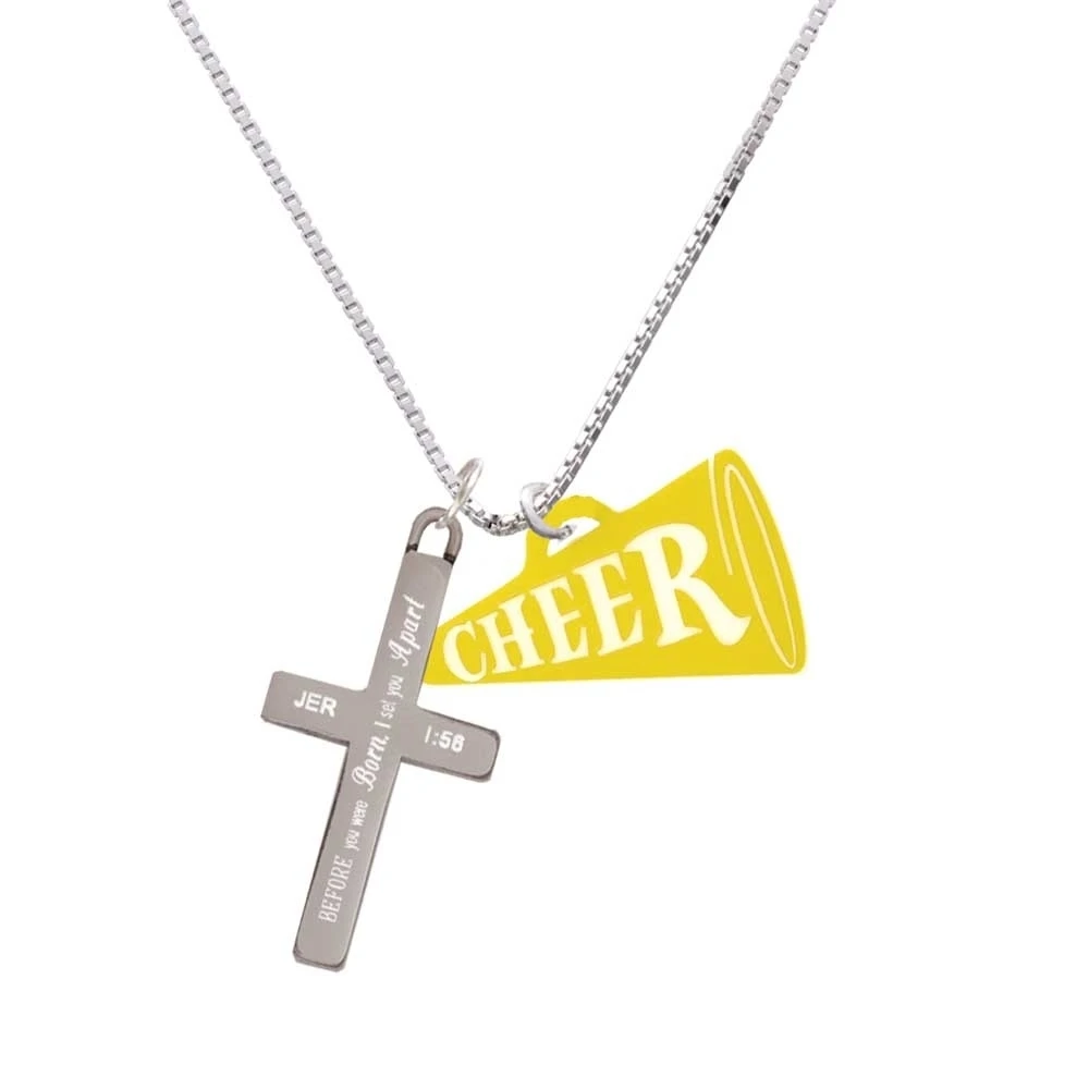 Акрил 1 25 &quotжелтый Cheer с рупором-я поставил вас врозь-крест ожерелье | Украшения и