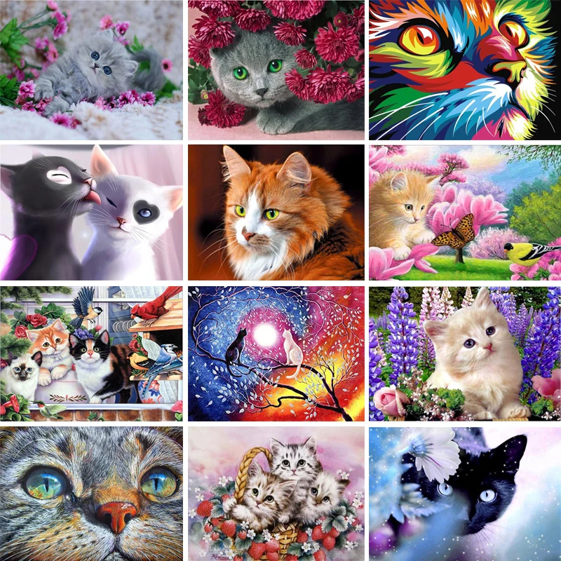 Fashion DIY diamond embroidery painting cute cat animal picture Full Square mosaic cross stitch home decor gift | Дом и сад