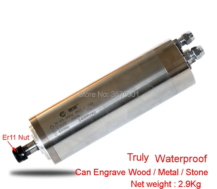 Горячая продажа 0.8Kw CNC 800W шпиндель водяного охлаждения Dia.65mm ER11 220V 5A длина
