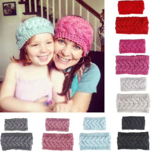 2Pcs Solid Wide Knitting Woolen Headband Winter Warm Ear Crochet Turban Hair Accessories For Women Girl Band Headwraps 2019 | Детская