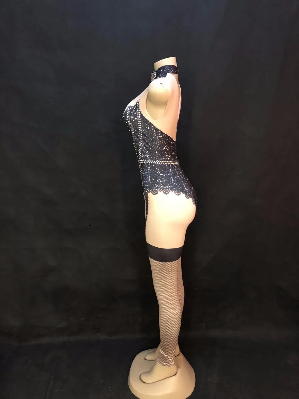 New Women Sexy Sparkling Crystals Jumpsuit Nightclub Leggings Bodysuit Costume Dance Stage Wear Female Singer Stretch Outfit