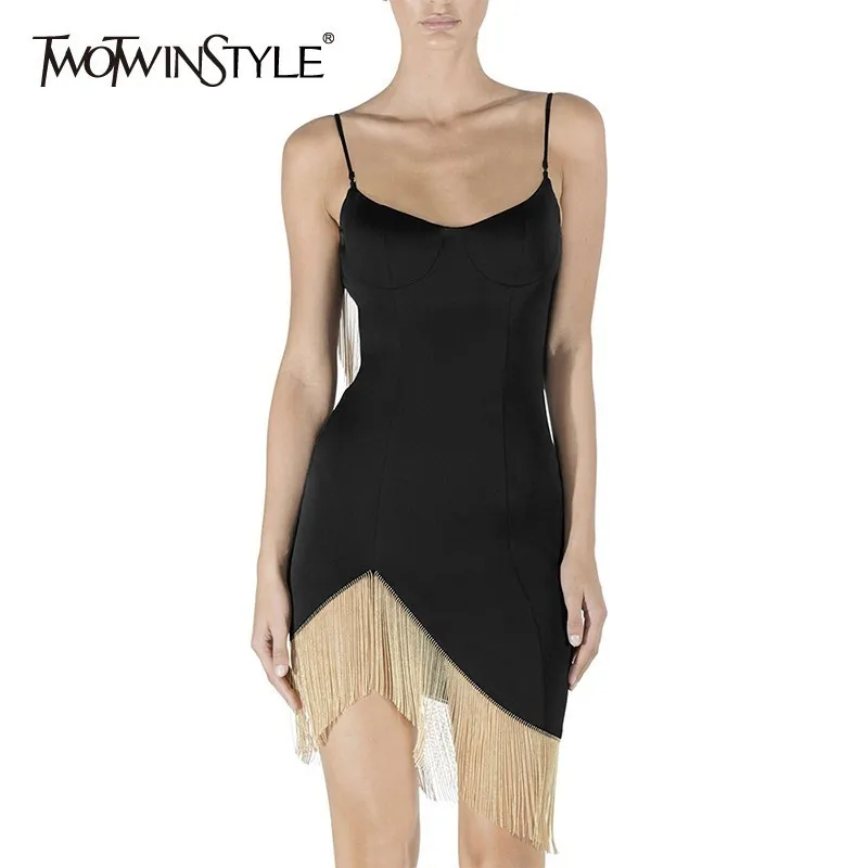 TWOTWINSTYLE сексуальное женское платье без рукавов на бретелях с открытой спиной