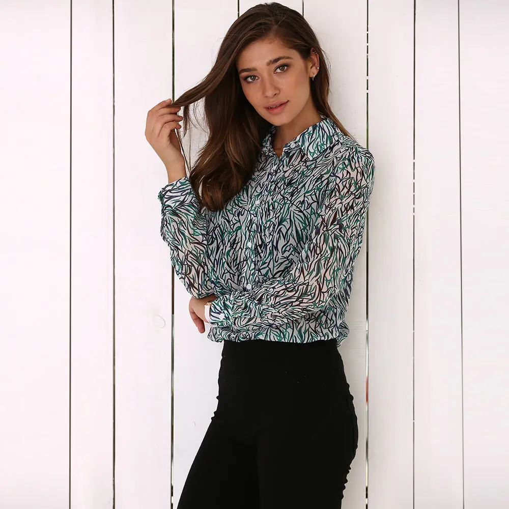 Женские шифоновые блузки рубашки топы модные женские офисные с длинным рукавом