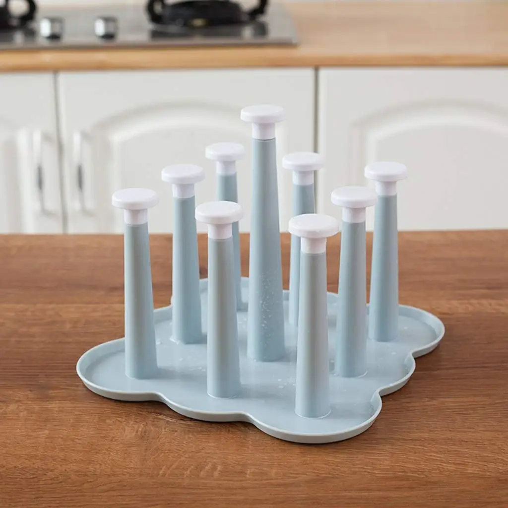 Blue Cup Holder Creative Living Room Drain Storage Rack Glass Plastic Tray Drying | Дом и сад