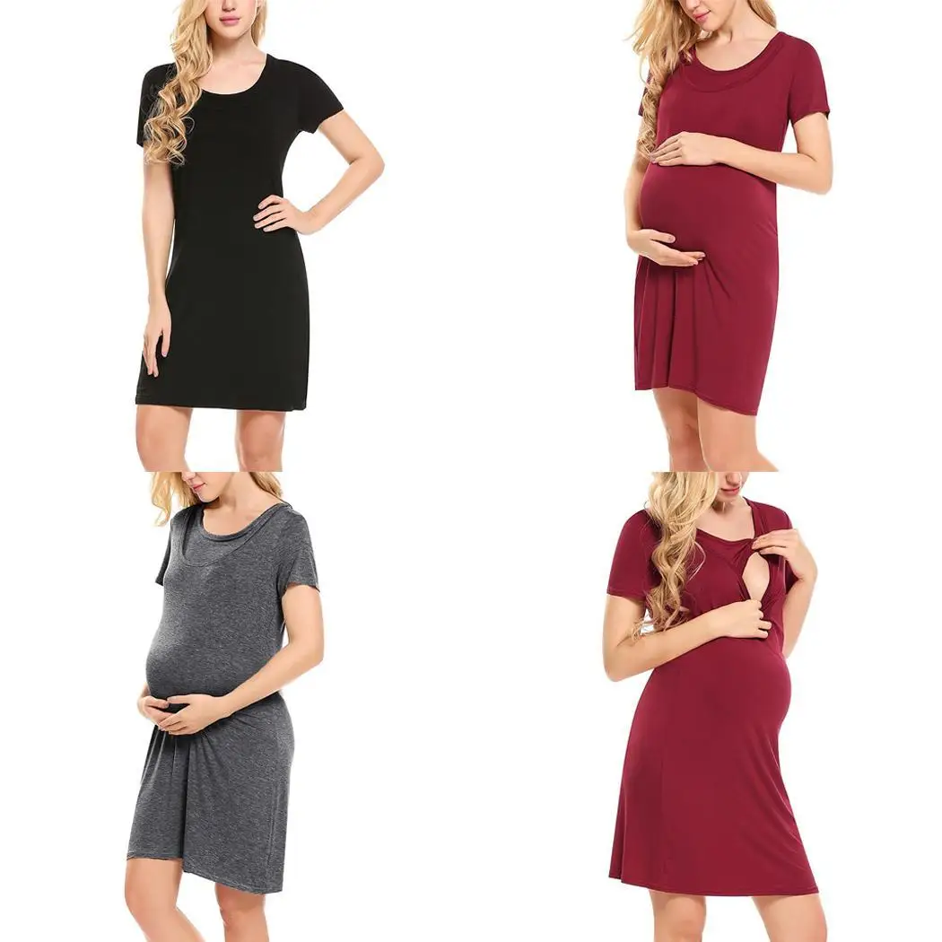 Женское платье для беременных с коротким рукавом Летняя Повседневная Ночная