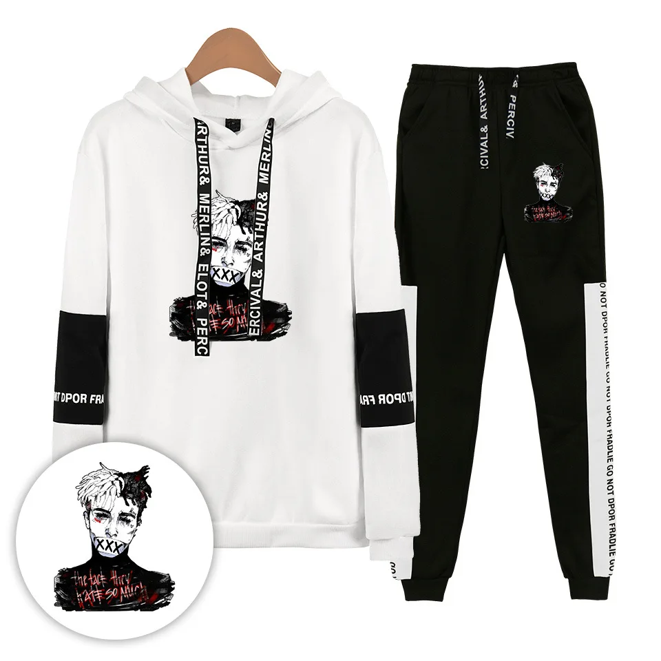 

RIP XXXTentacion Revenge Kill Hip Hop Hoodies and Sweatpants male Tracksuit Two Piece Set Mens sporting suits chandal hombre