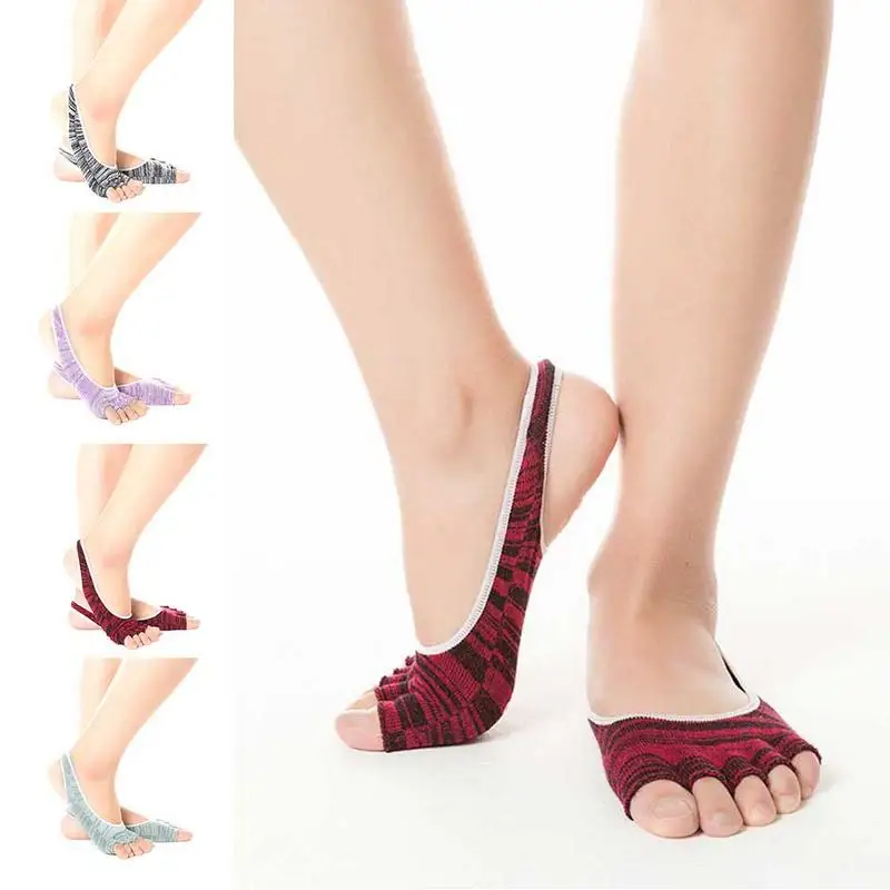 Cotton Open Toed Bare Heel Yoga Socks Gym Sports Fitness Free Shipping | Спорт и развлечения