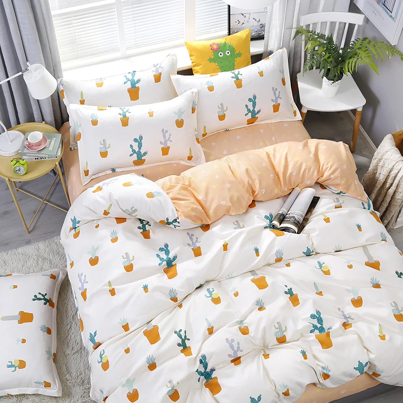 4 шт./компл. Комплект постельного белья с изображением кактуса в горшке рисунком