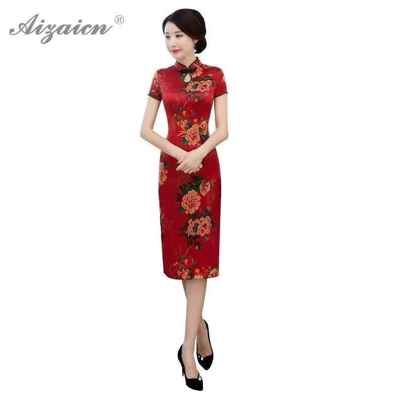 Китайское традиционное атласное платье Qipao свадебное Qi Pao китайский стиль