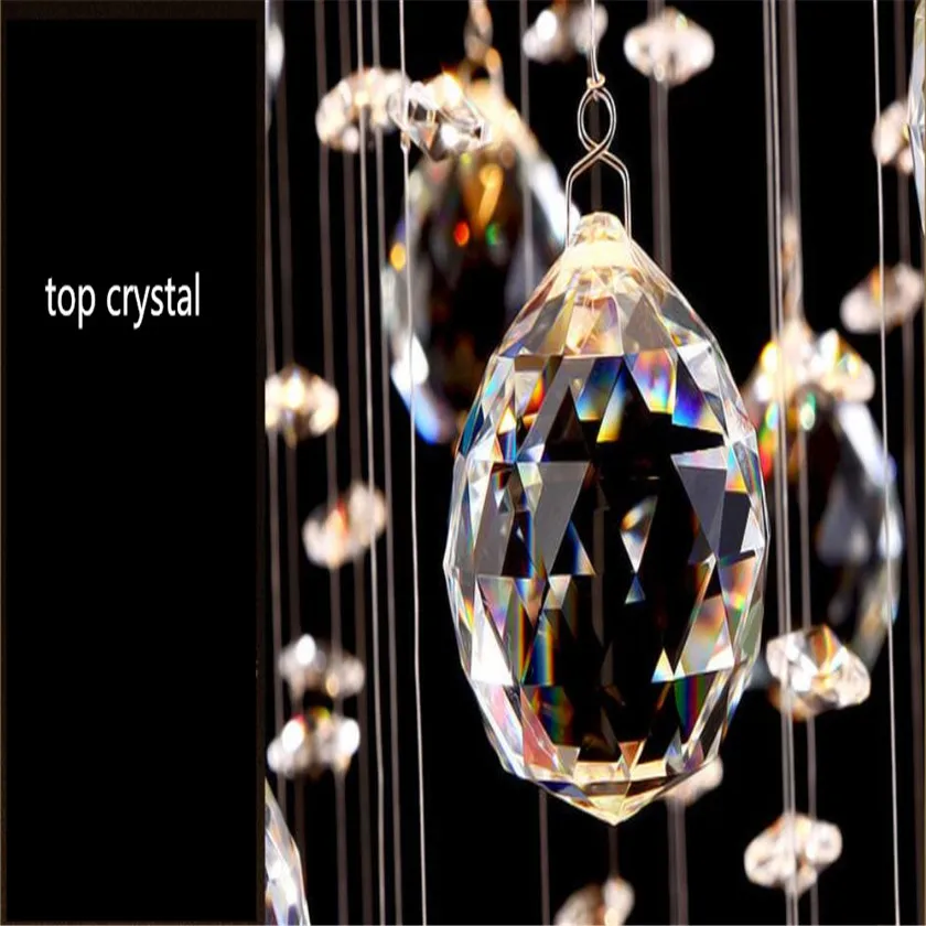 

Modern Crystal squar Ceiling Lamp Crystal Lustres De Sala Light Fixture GU10 Bulbs Double Staircase Lights Long Ceiling Lighting