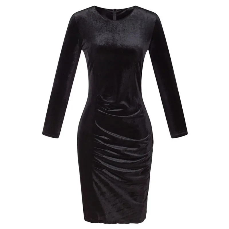 Ruiyige 2019 New Spring Autumn Velvet Dress Women Solid Sexy Party Dresses Long Sleeve Fashion Zipper Bodycon Female Vestidos | Женская