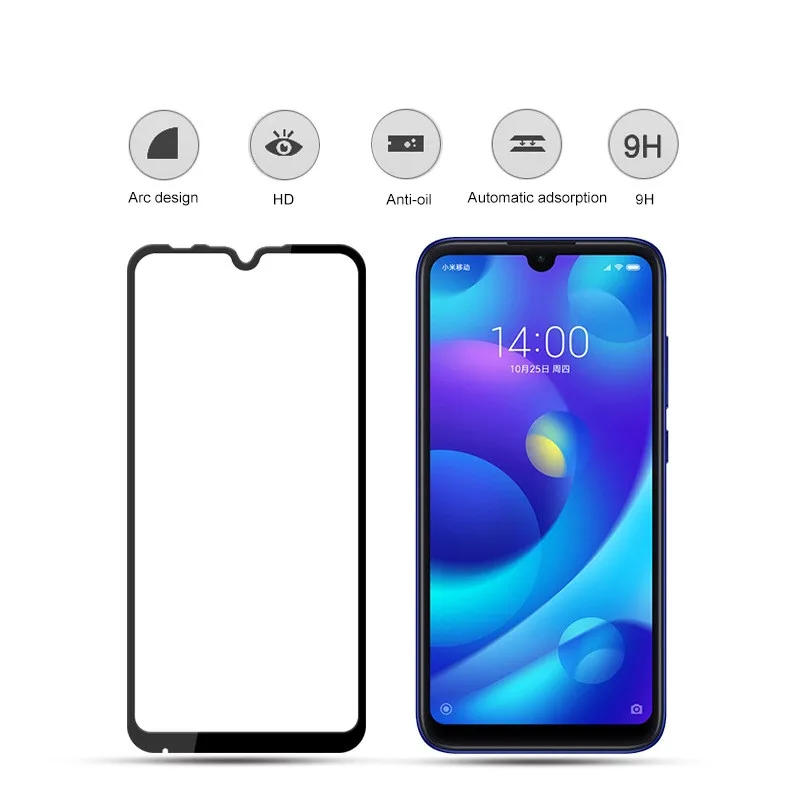 Закаленное стекло для Xiaomi Redmi Note 7 6 Pro Полное покрытие Защитная пленка Mi Max3 Mix3 A2Lite