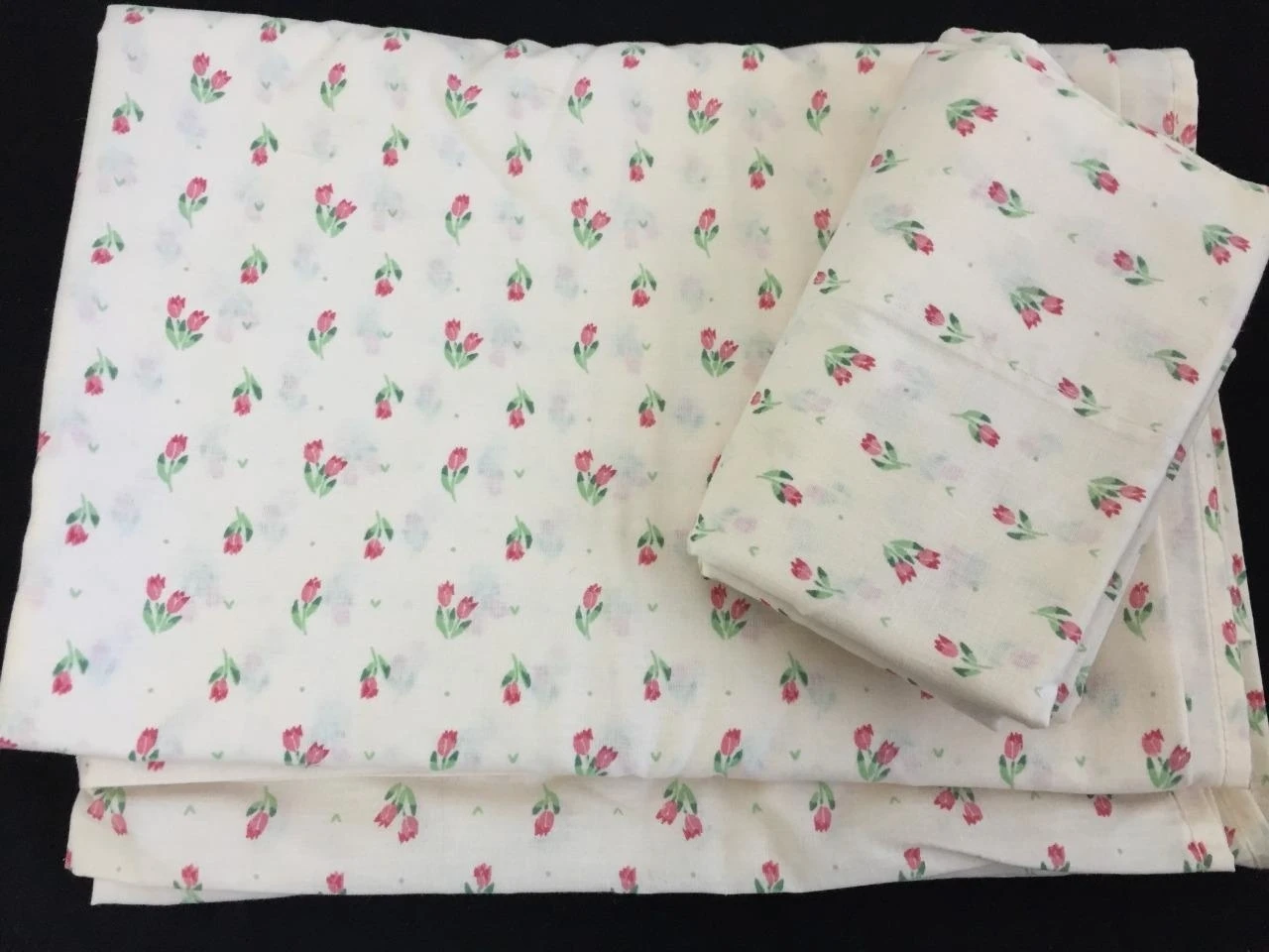 JP Stevens sheet pillowcase set TWIN flat fabric tiny tulip pink cream | Дом и сад