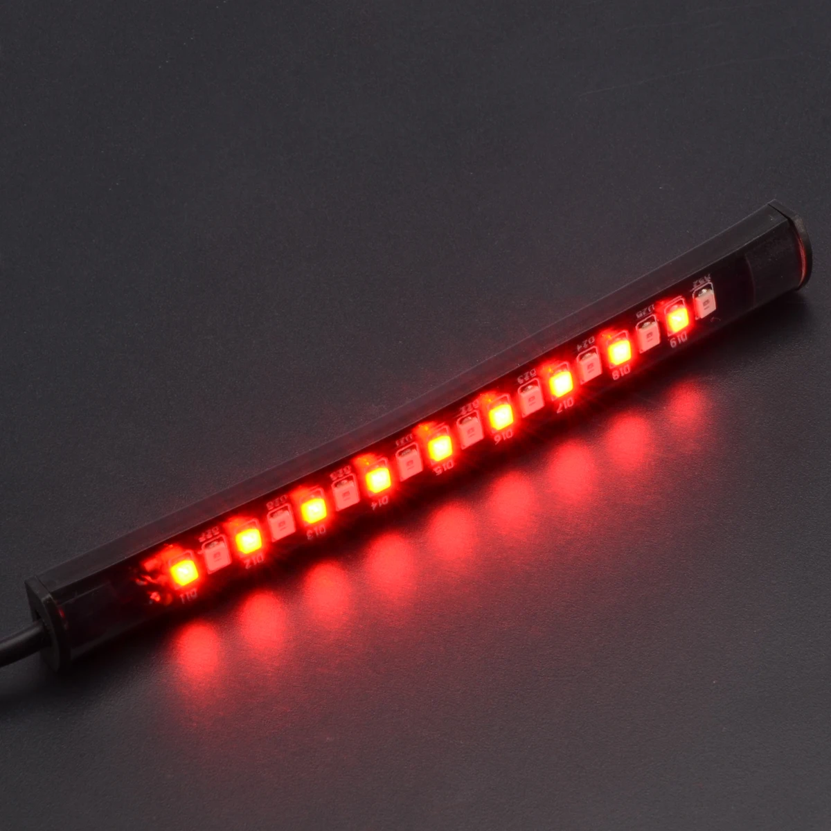 

Universal Motorcycle ATV Flexible 18SMD LED Tail Brake Stop Turn Signal Strip Red/Amber Light DC 12V License Plate Lamp