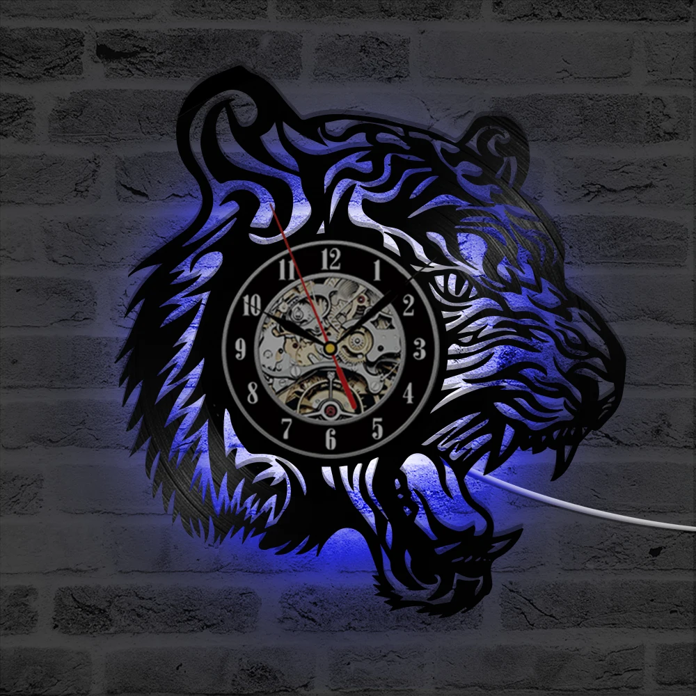 Часы ручной работы с изображением диких животных пустотелые компакт-диски