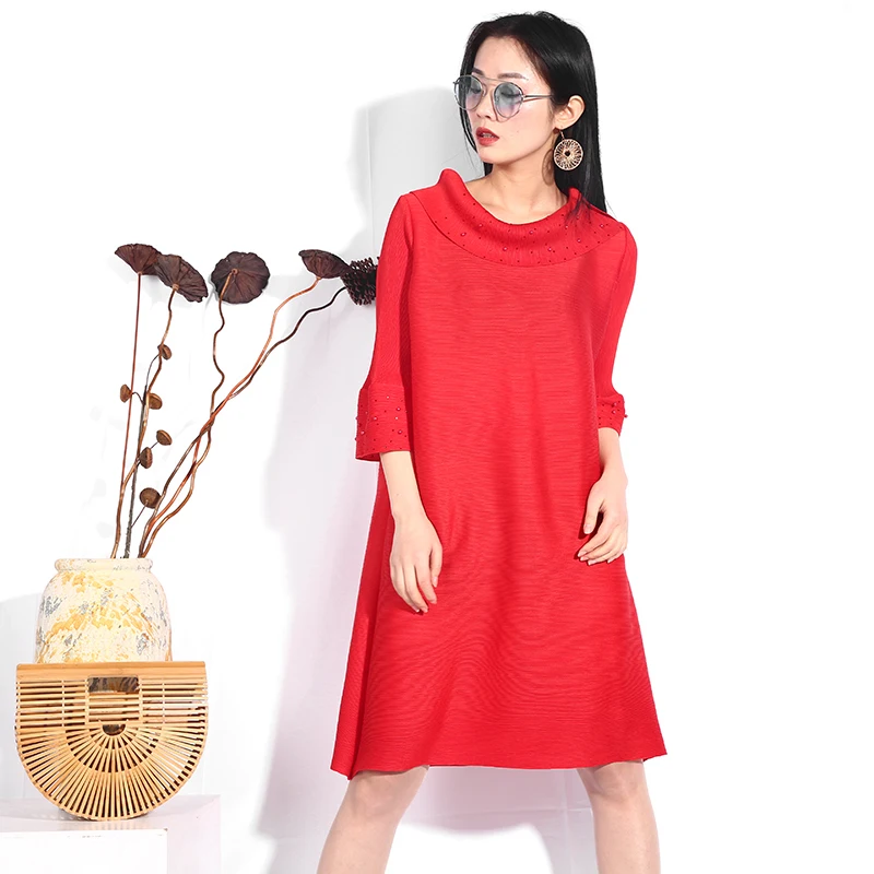 LANMREM/Новинка 2019 года сезон весна-лето модное плиссированное платье женское с