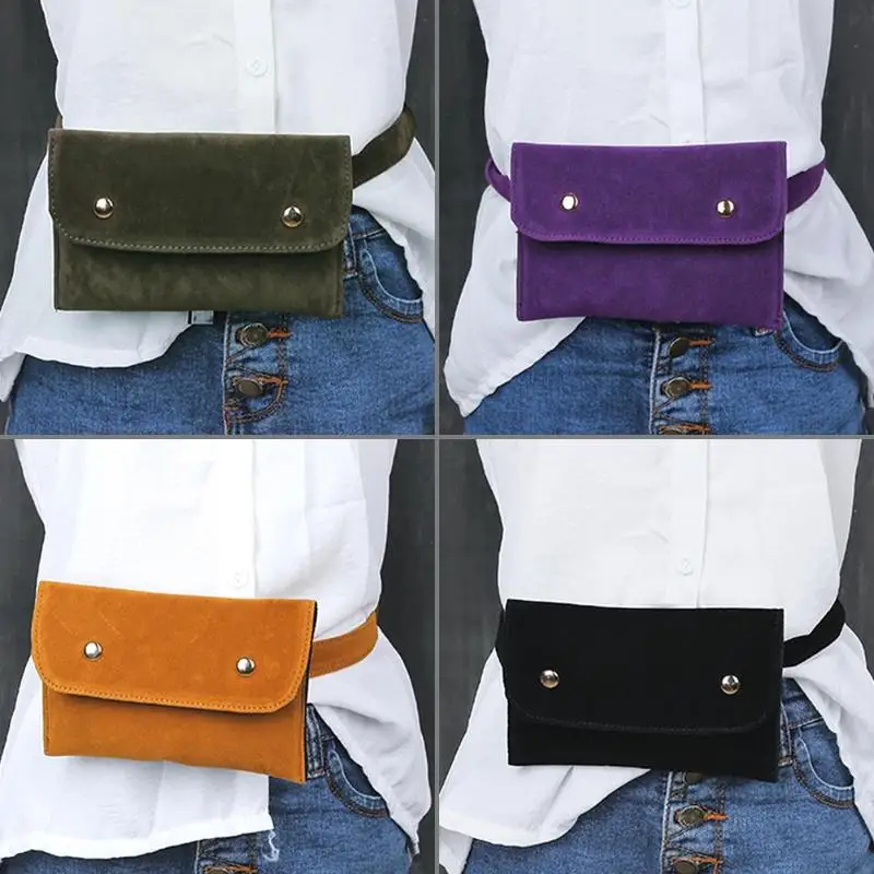 Velvet Women Waist Bag Female Money Phone Fanny Pack Waistbag Scrub Leather Bum Famous Brand Belt | Багаж и сумки