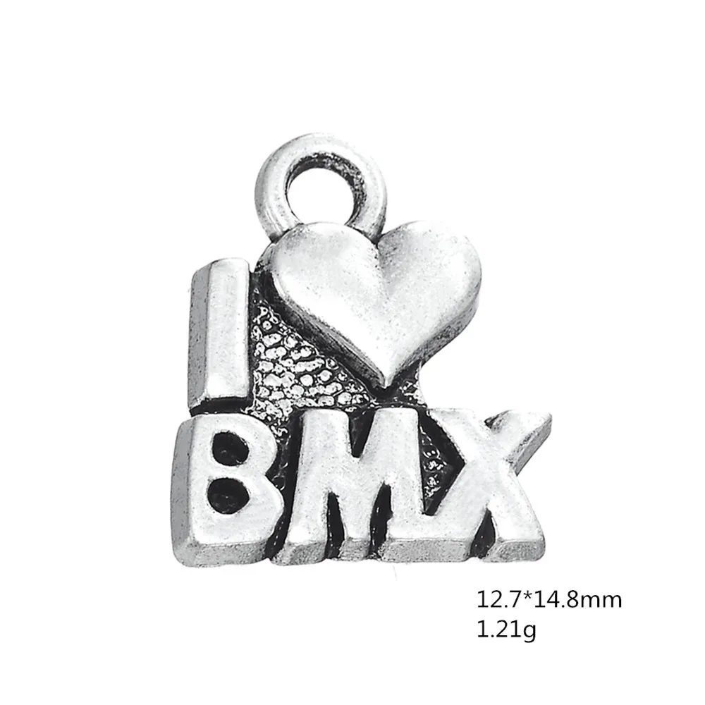 Подвеска LIKGREAT в виде сердца I Love с буквами BMX для изготовления ювелирных изделий