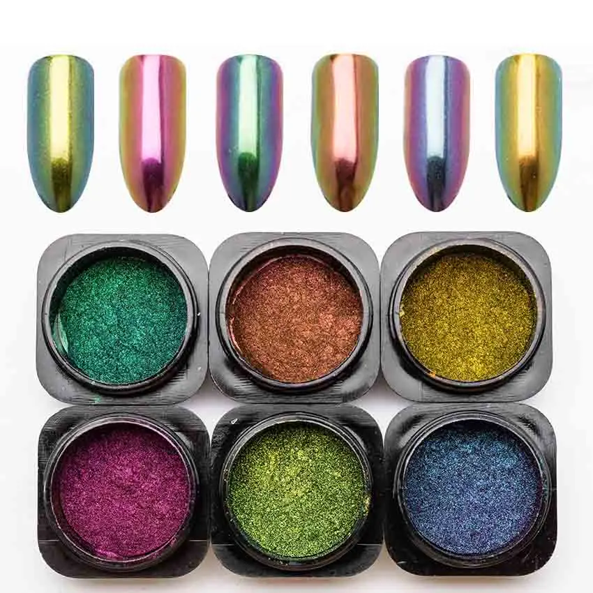 Блестящий Порошок для ногтей 3D хамелеон пигмент пылезащитный хромированный