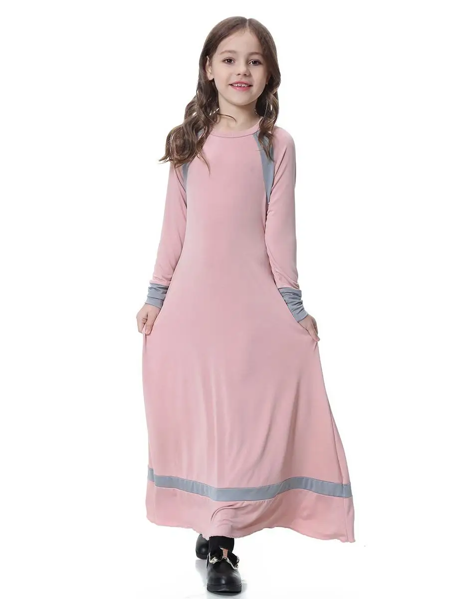 Мусульманский Дубай дети Abaya девушки с длинным рукавом исламский кафтан арабское