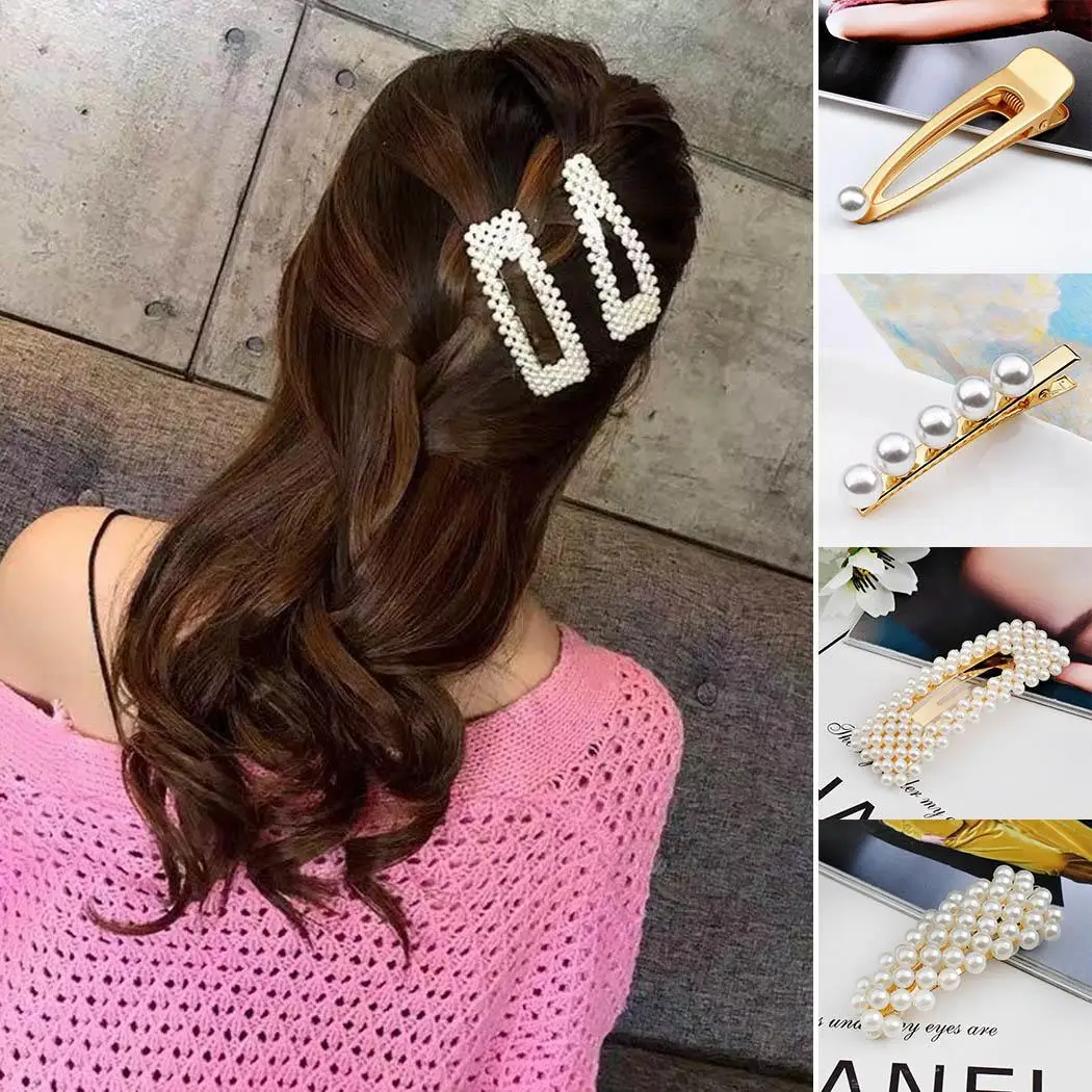 New Womens Fashion Artificial Pearl Hair Wedding/Party/Casual Clip Head As the picture shown Piece | Красота и здоровье