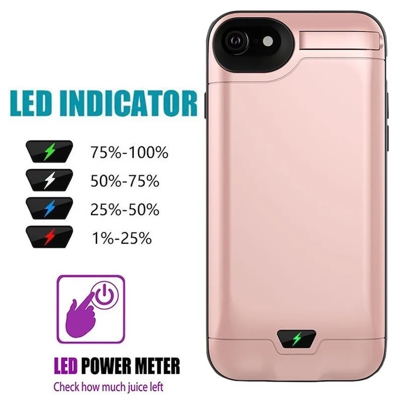 Тонкая батарея чехол с подставкой для IPhone 6 6s 7 8 Plus 8000 mAh power Bank 5000 запасная крышка