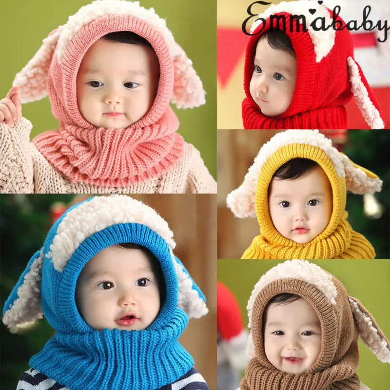 Pudcoco Baby Hats Girls Boys Winter Beanie Warm Hat Hooded Scarf Earflap Knitted Toddler Cap | Детская одежда и обувь