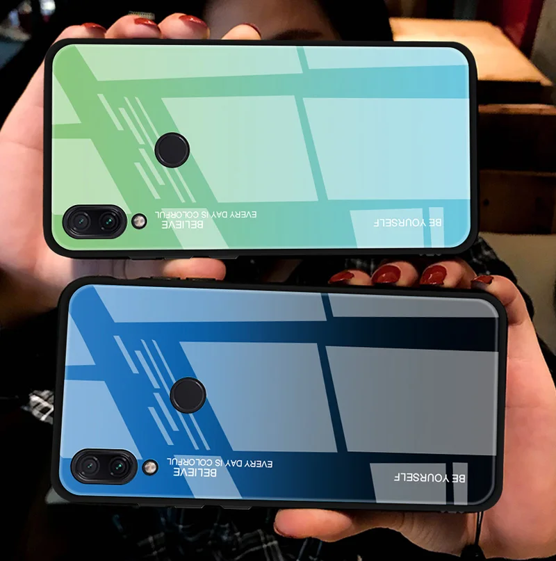 Чехол с рисунком из закаленного стекла для Huawei View 20 P Smart 2019 Plus Honor 8X 10 Nova 3i 4 3 Mate Pro