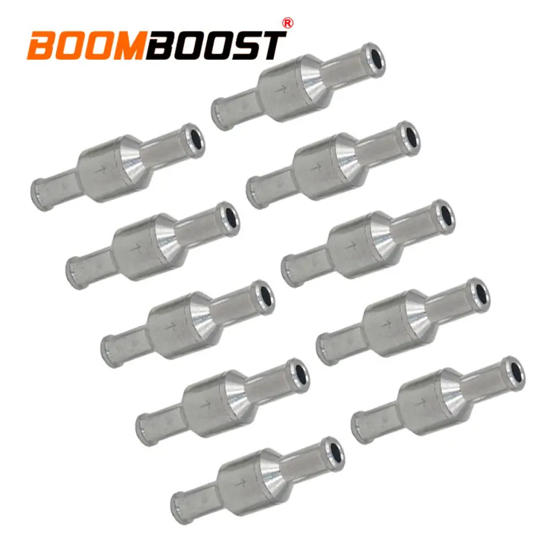 10Pcs Check Valve 50mm-length Fuel Non-Return 8mm 5/16&quot Silver Aluminum Alloy For Water Pressure Pumps One Way Petrol Diesel |