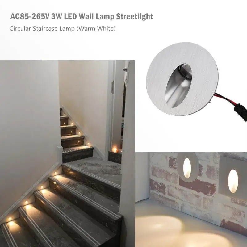 Встроенная подсветка светодиодный настенный светильник 3 Вт для улицы Круговая