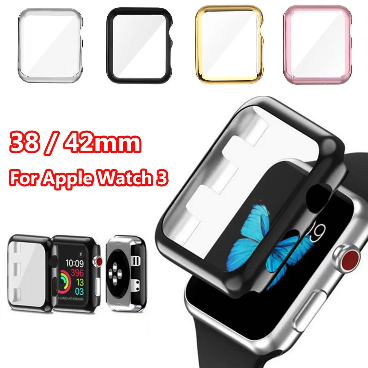 PC Защитная фронтальная Пленка чехол Крышка Экран протектор для Apple Watch версии 3