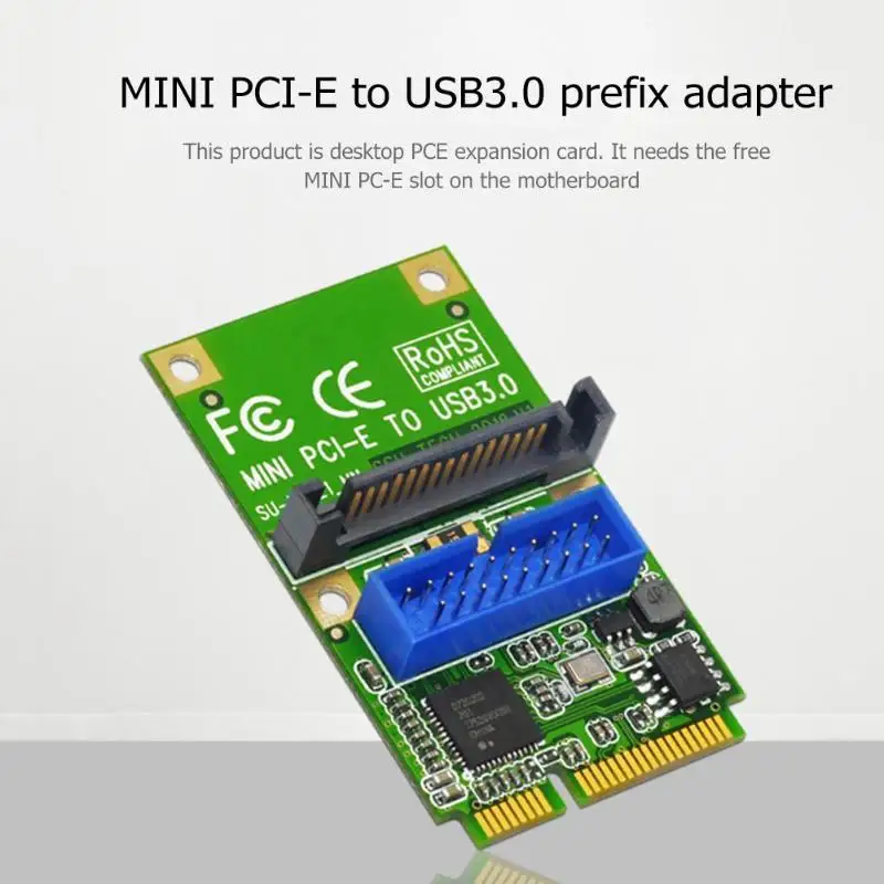 MINI PCI-E до USB3.0 адаптер карты мини PCIE до 19 pin 20pin USB 3,0 карты расширения с 15pin SATA портами питания для настольных ПК